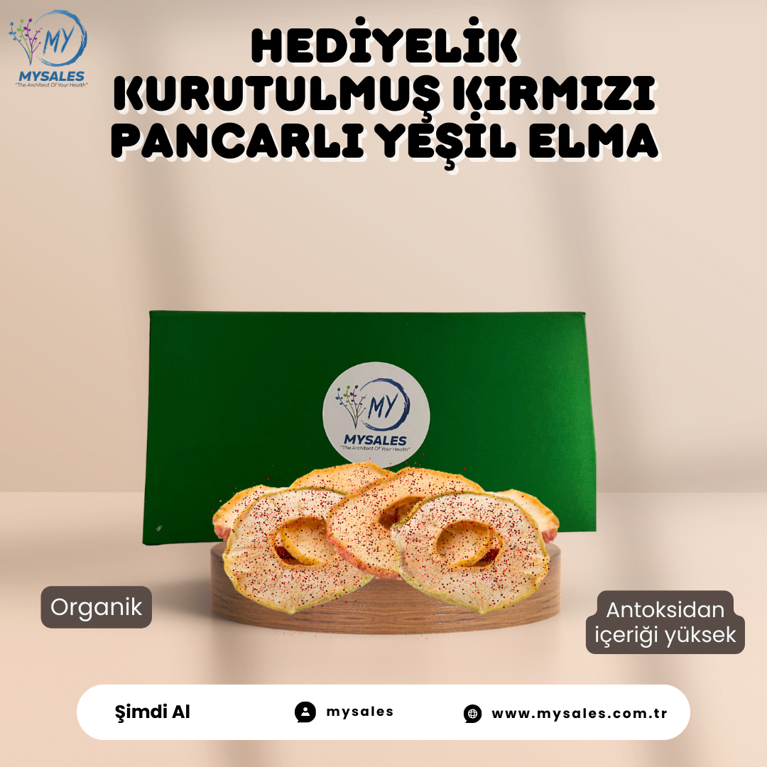 HEDİYELİK KURUTULMUŞ KIRMIZI PANCARLI YEŞİL ELMA