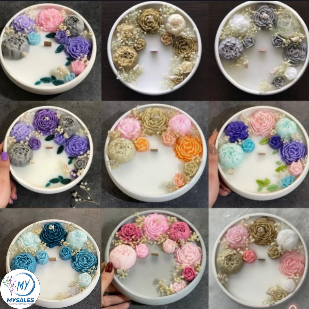 Renkli Çiçek Desenli Mumlar