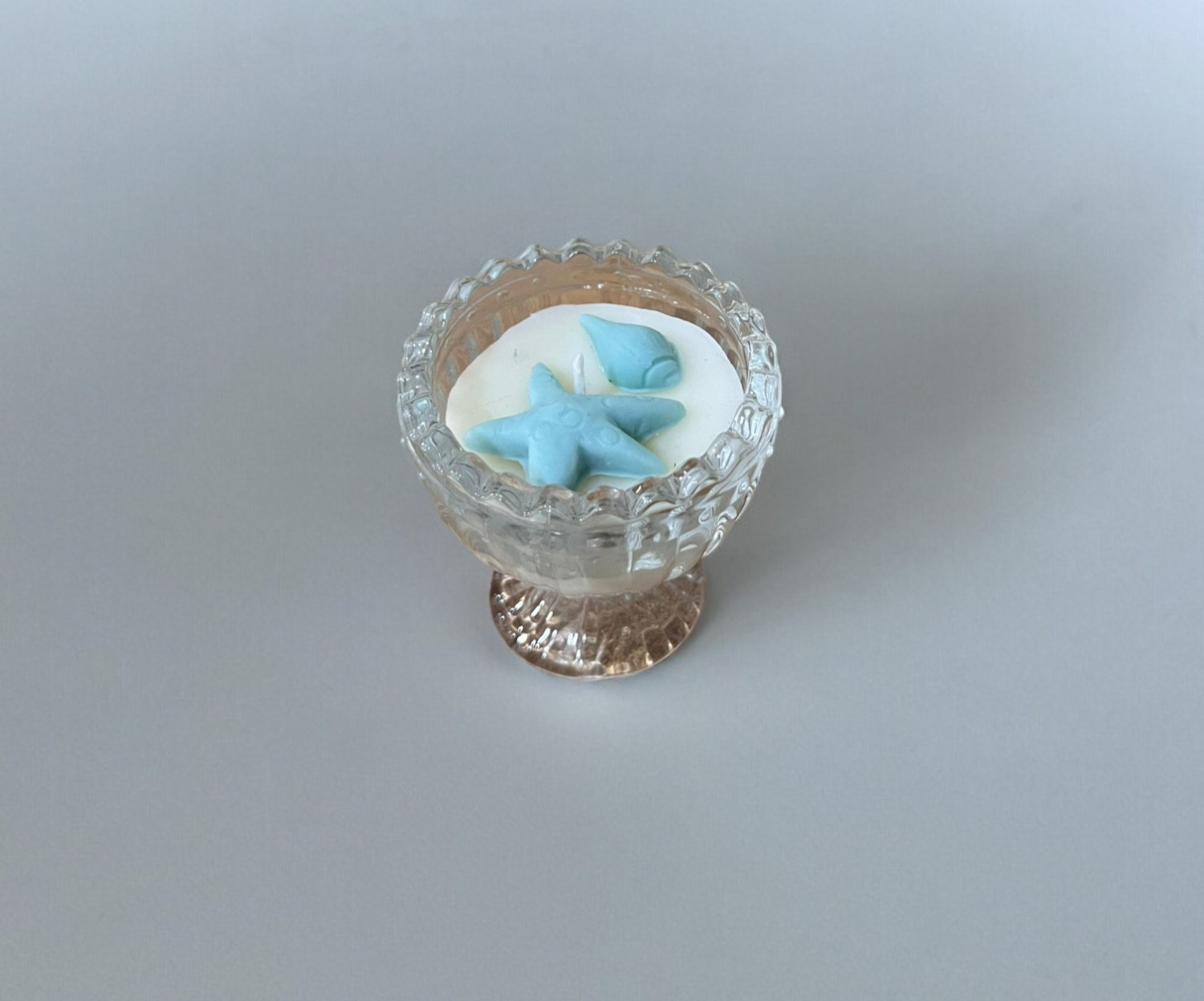 Küçük Cam İçerisinde Deniz Kabuklu Mum